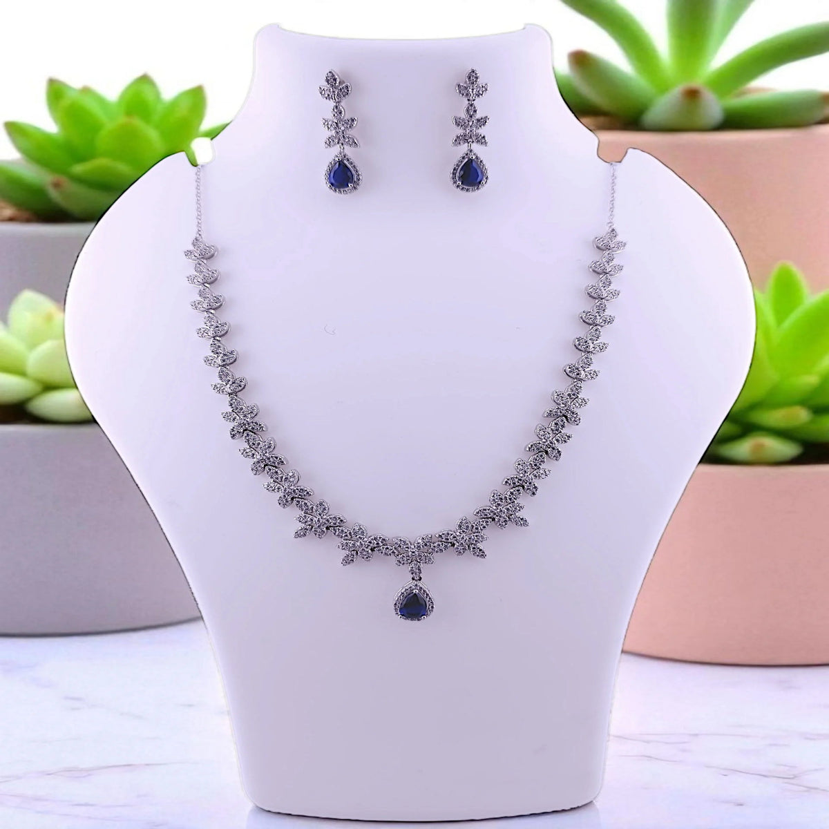 Blue stone fine silver Necklace