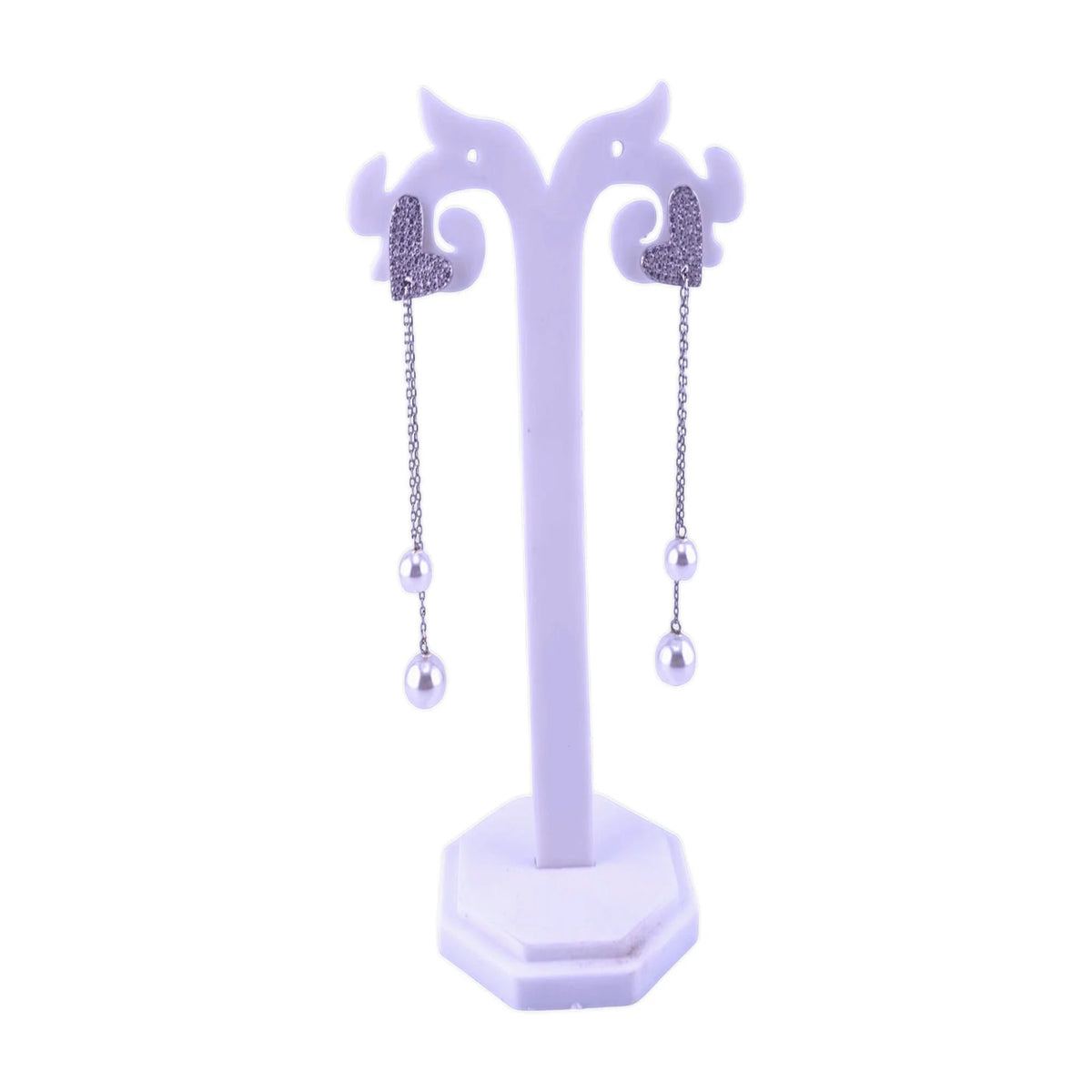 Heart design earrings with pearl latkan
