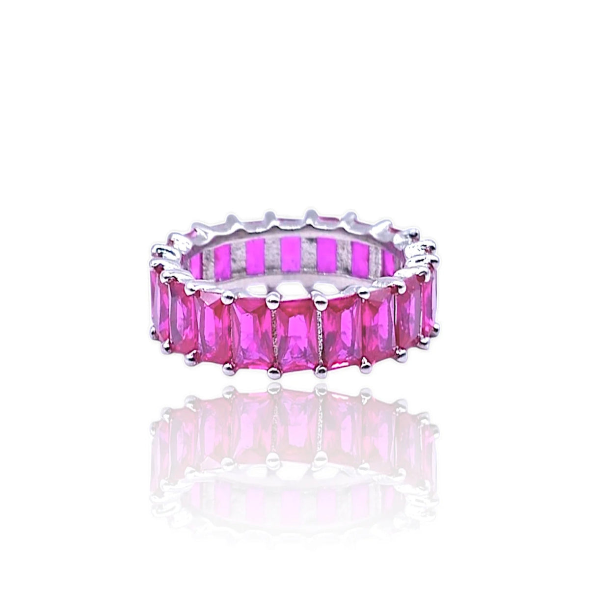Pink stone band ring