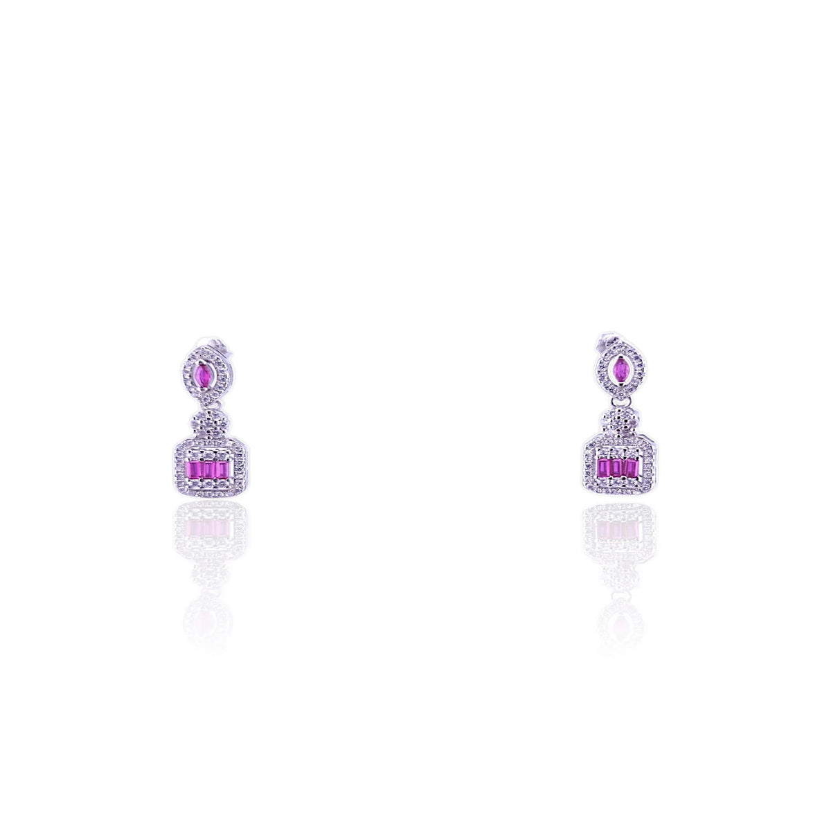 Red stone fancy earring