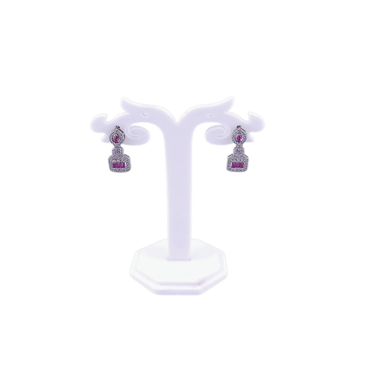 Red stone fancy earring