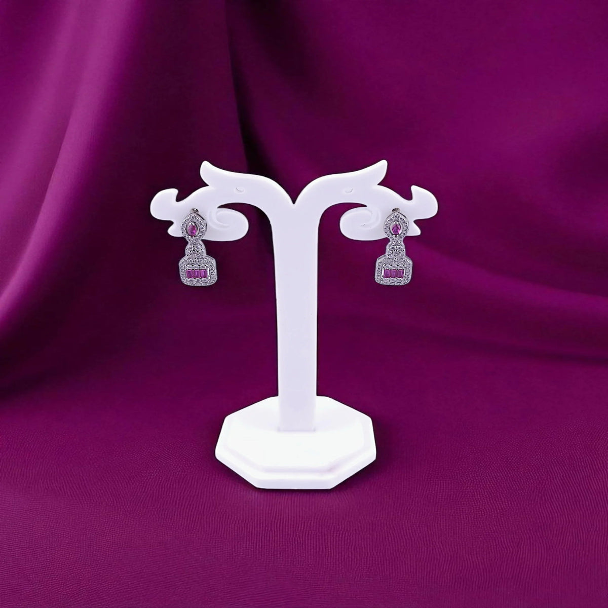Red stone fancy earring