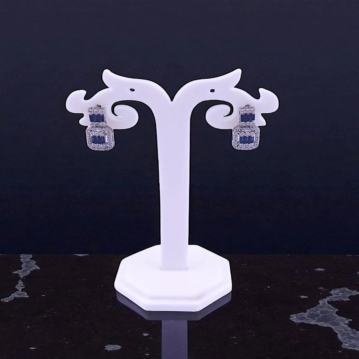 Blue stone fancy earring