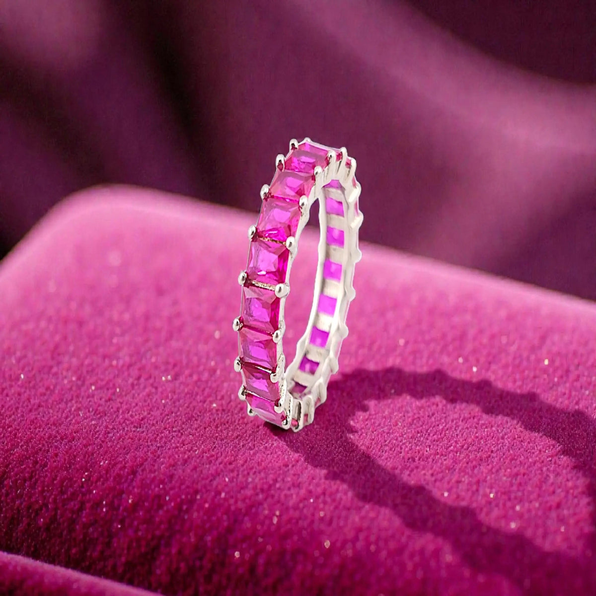 Pink stone band ring