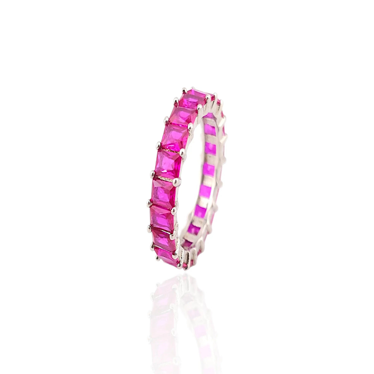 Pink stone band ring