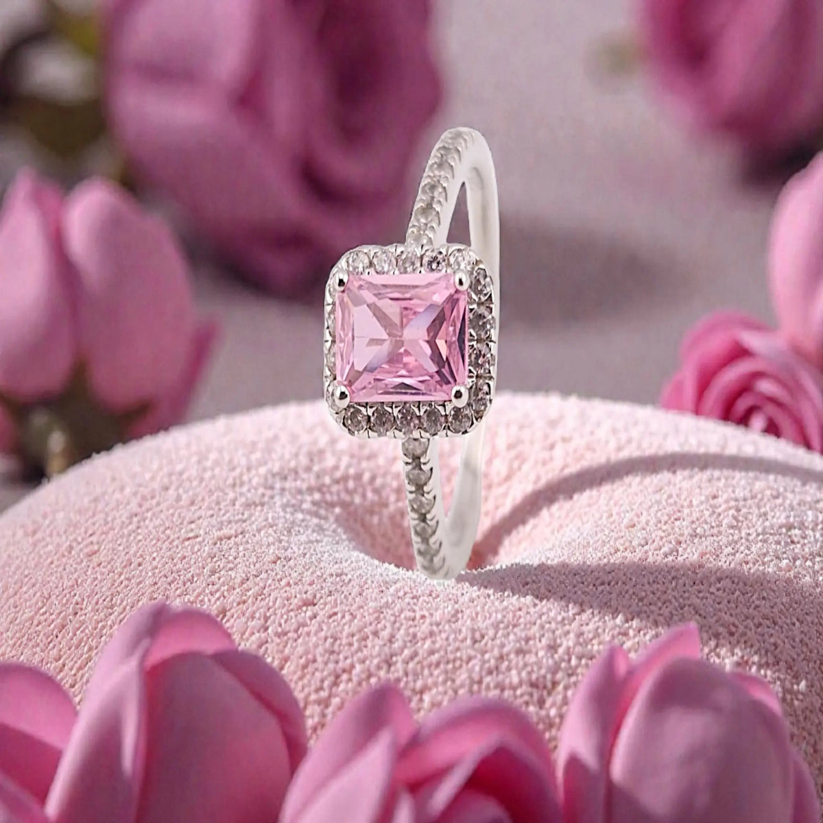 Pink stone women ring