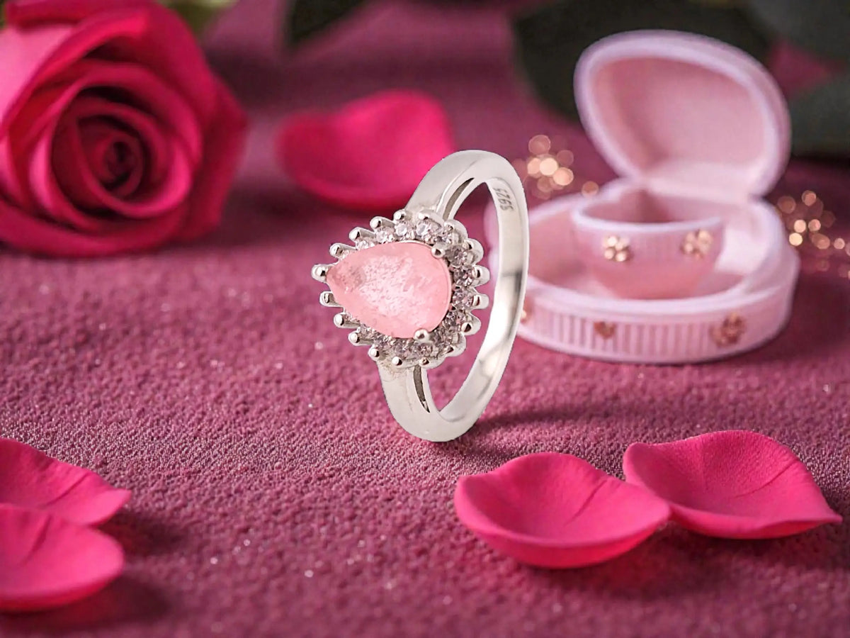 Pink stone women ring