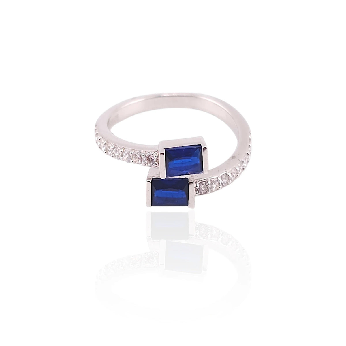 Blue stone adjustable women ring