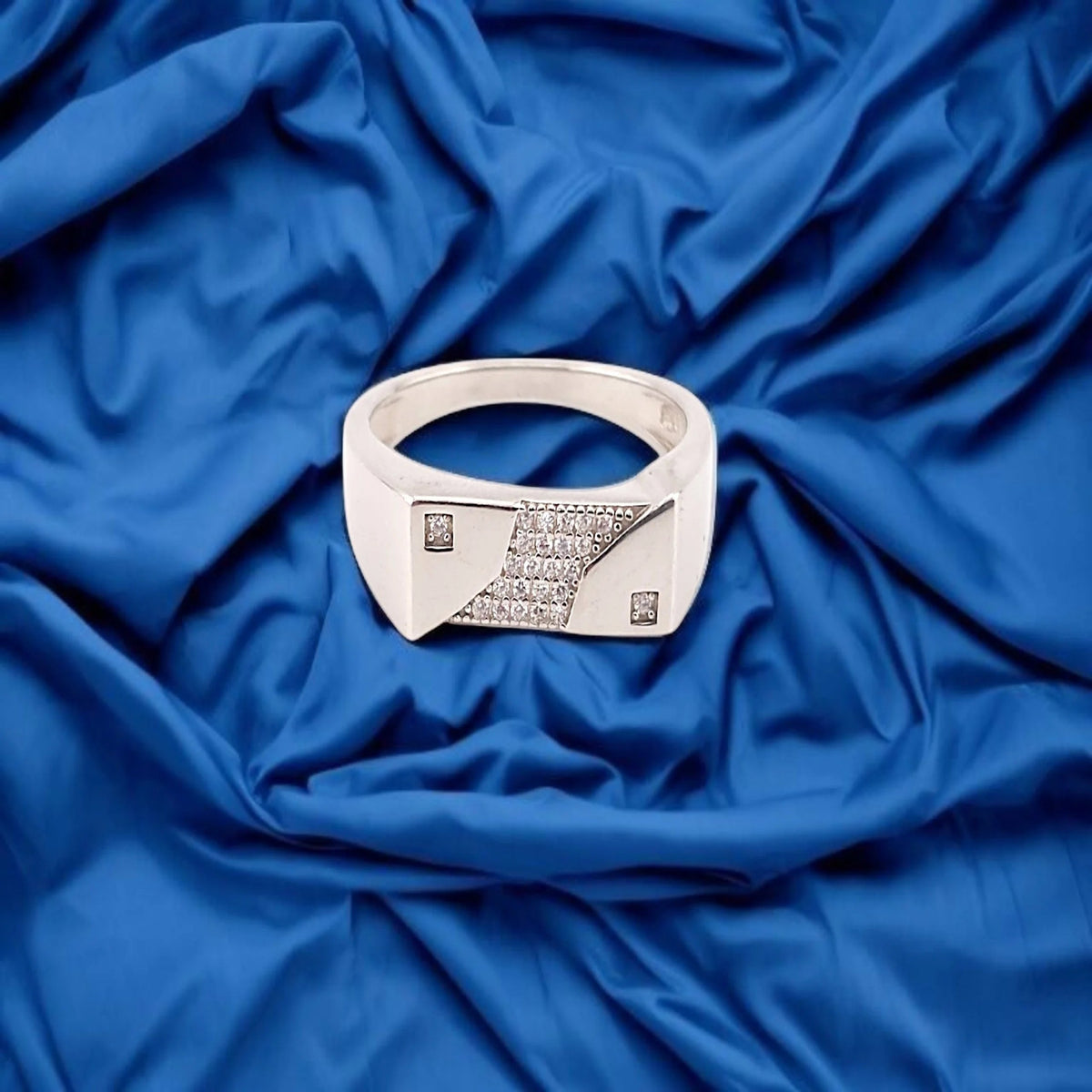 Pure silver men ring