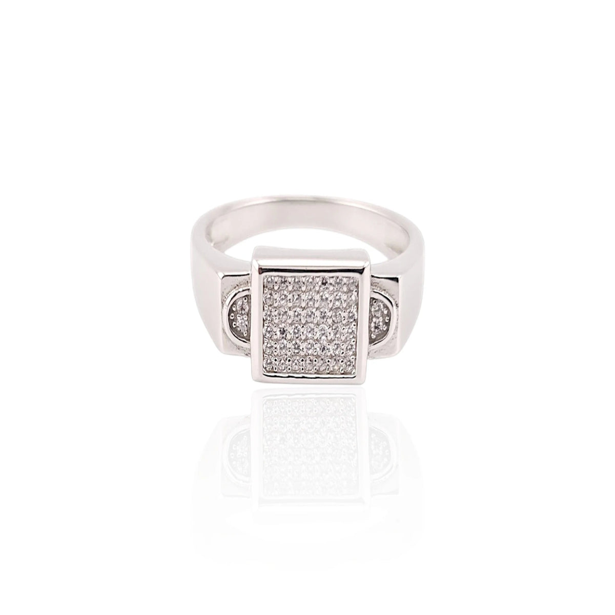 Square shape stone men ring