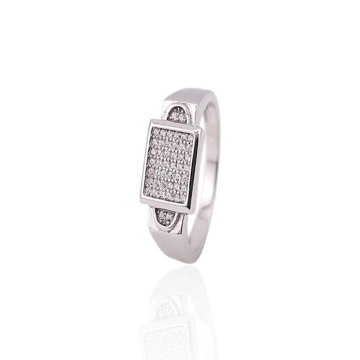 Square shape stone men ring
