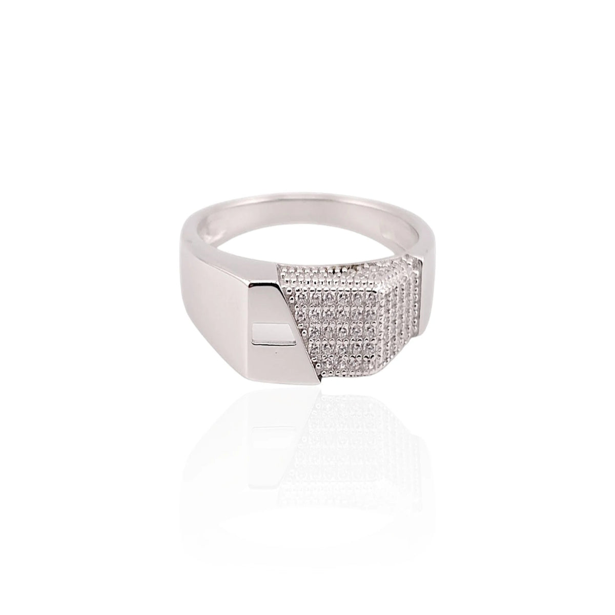 Real rhodium men ring