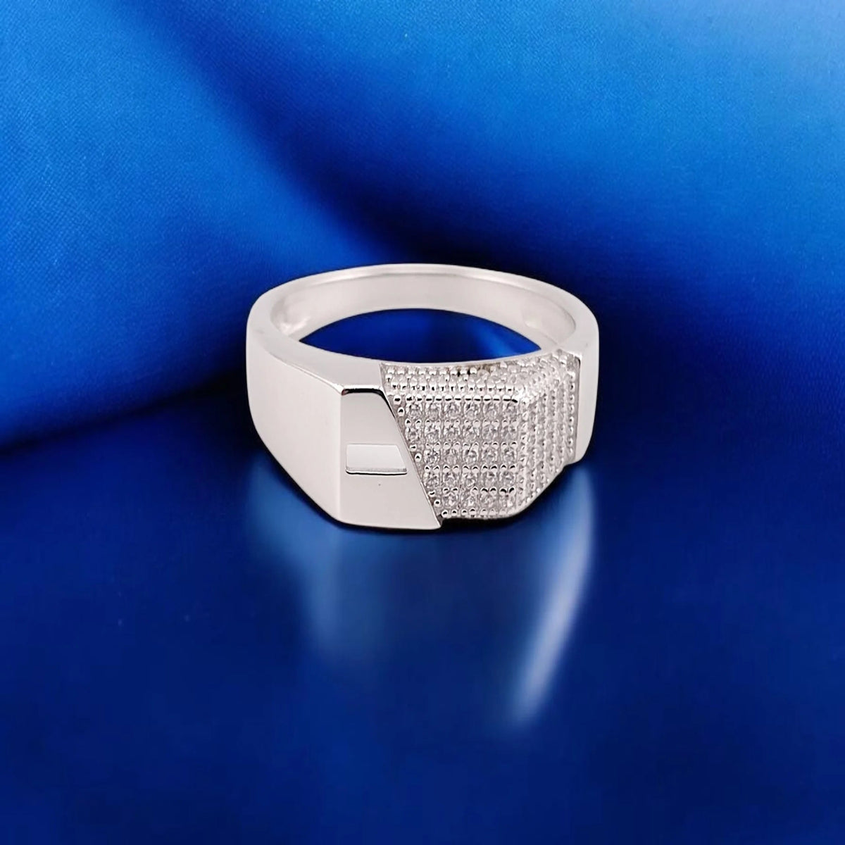 Real rhodium men ring