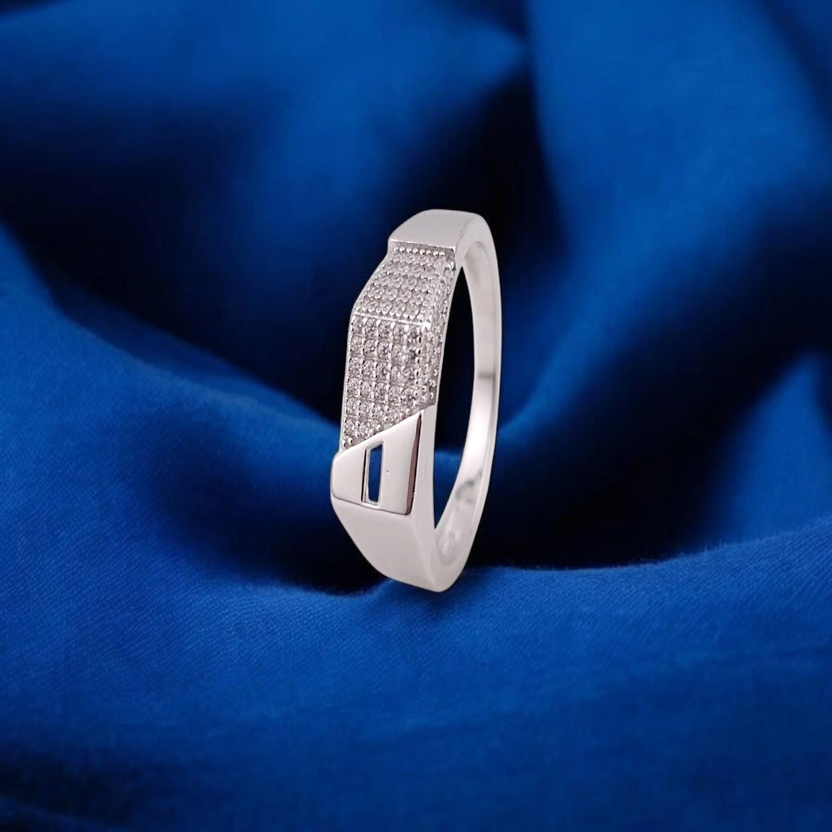 Real rhodium men ring