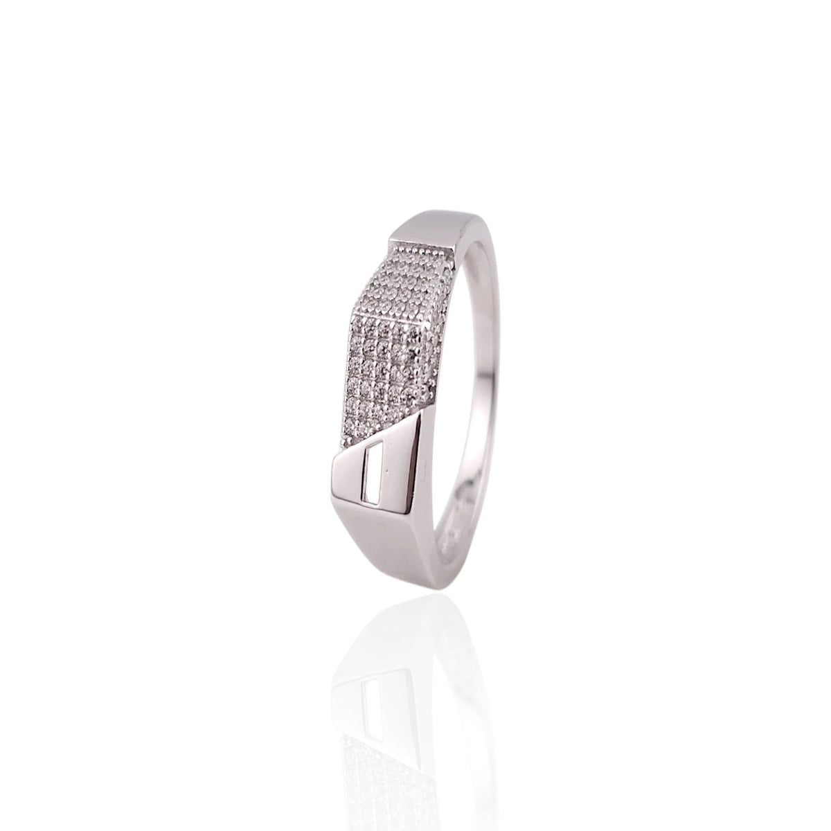 Real rhodium men ring