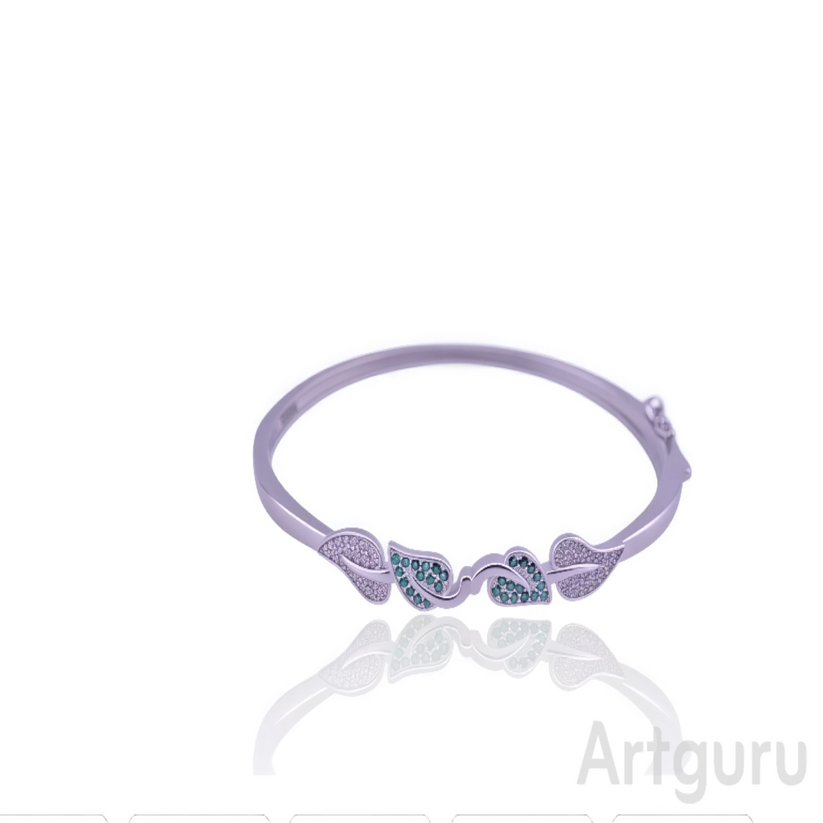 Green stone silver Kada