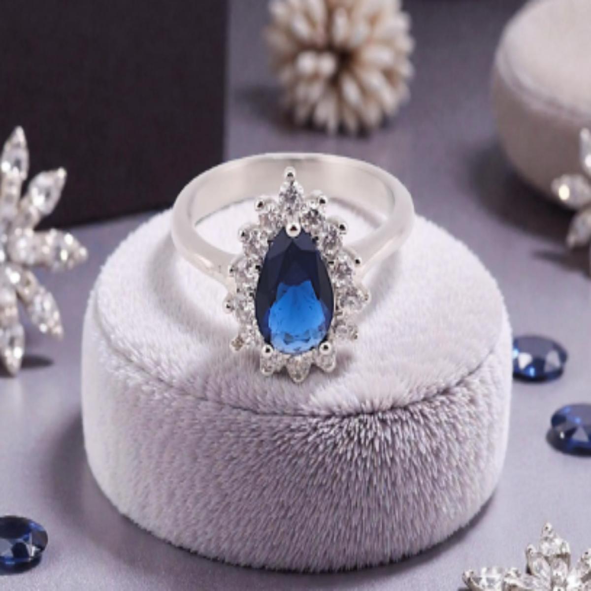 Blue stone women ring
