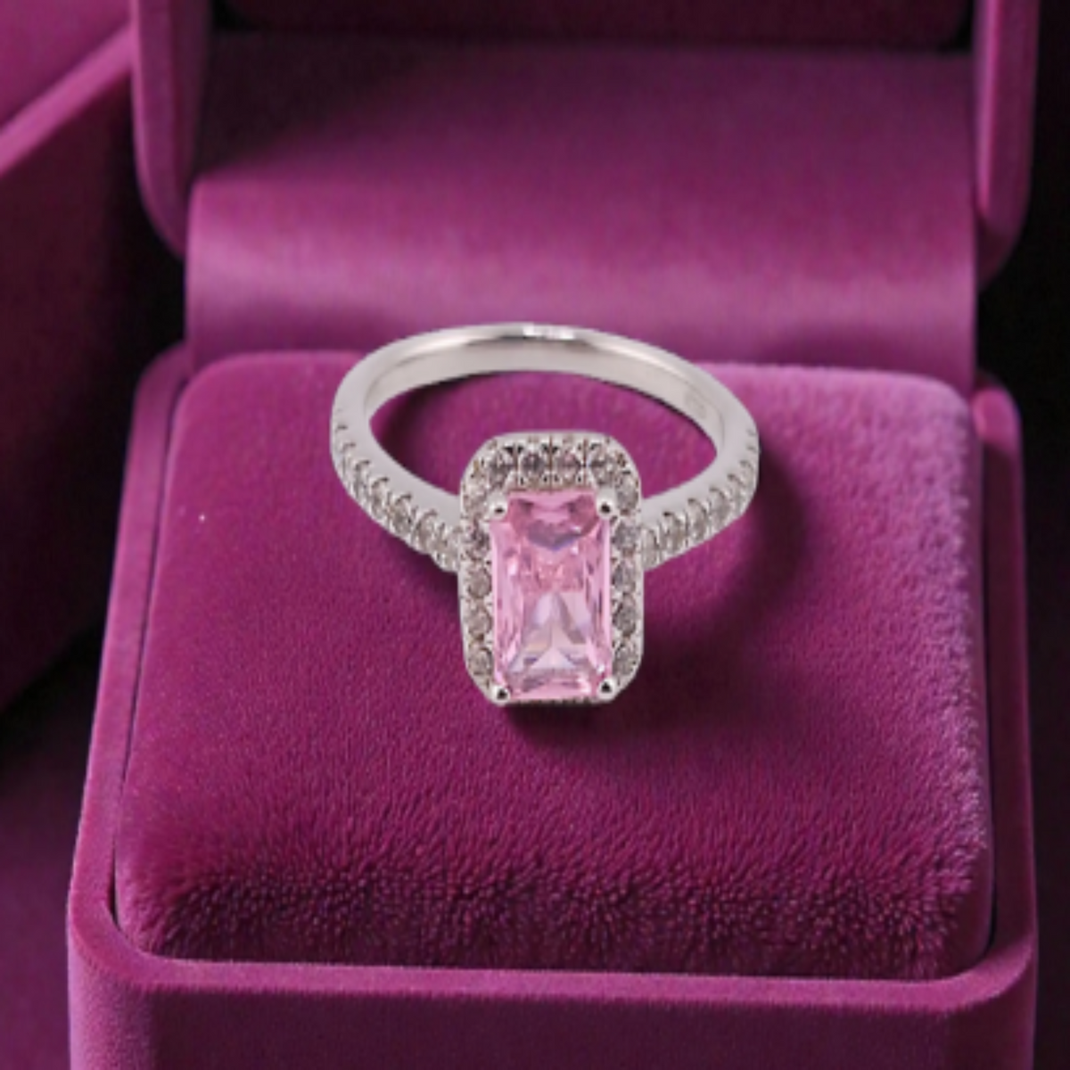 Pink stone women ring