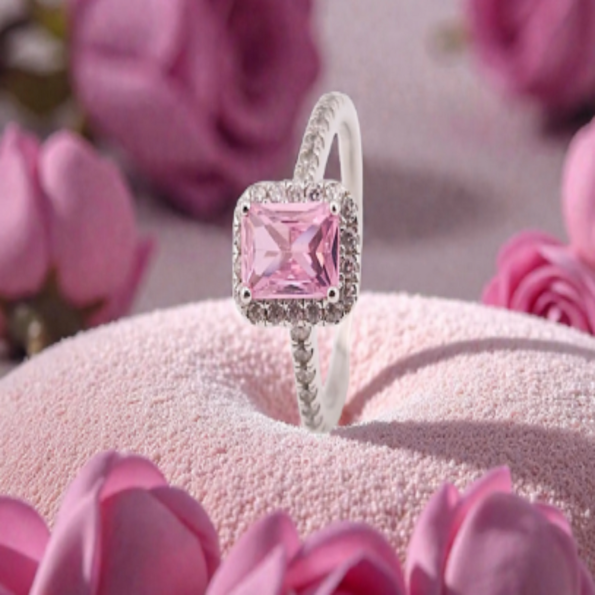 Pink stone women ring