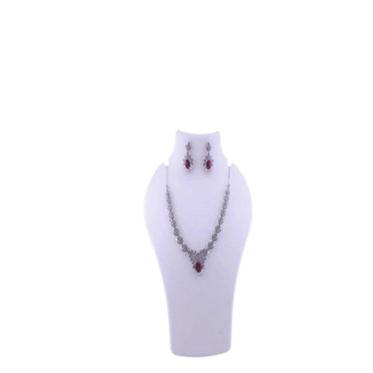 Pink stone fine silver necklace