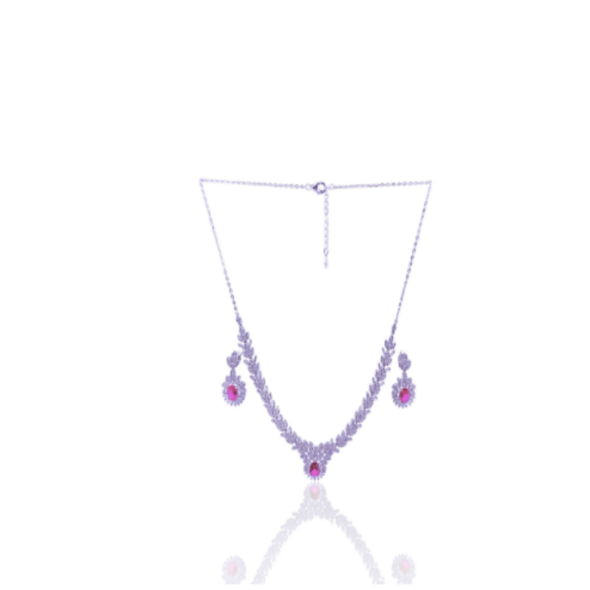 Pink stone fine silver necklace