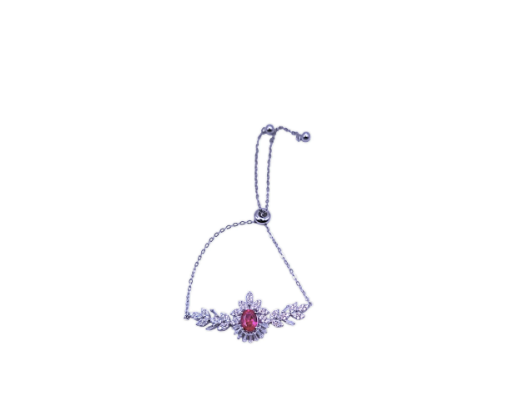 Pink stone fine silver necklace