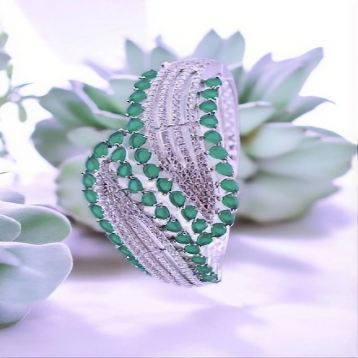 Green stone Fancy Kada