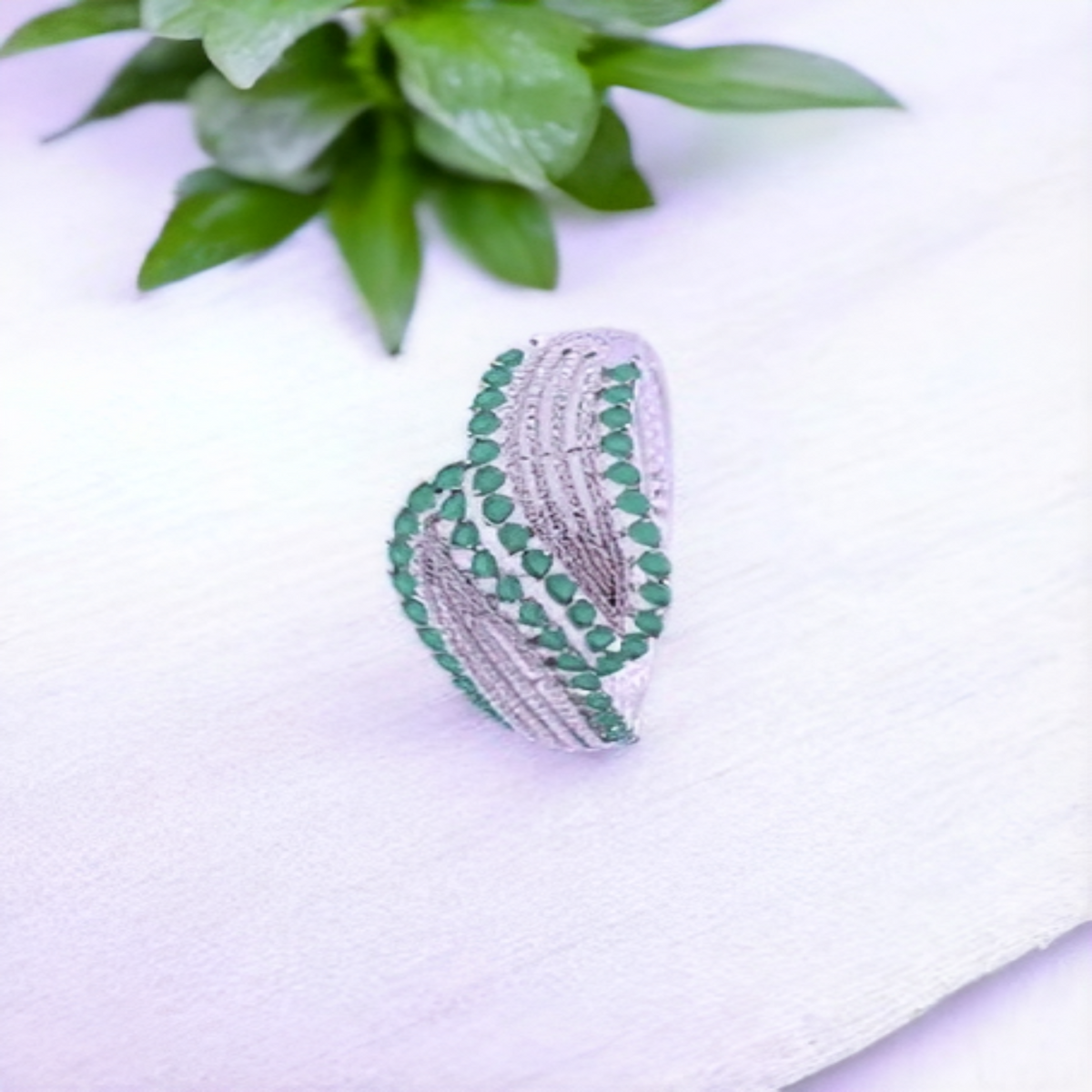 Green stone Fancy Kada